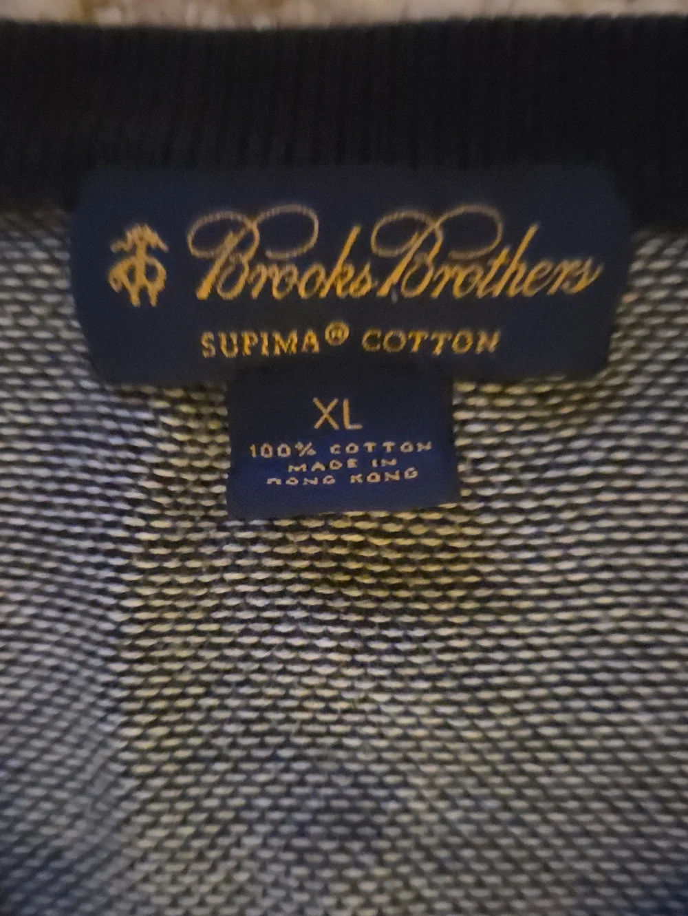 Brooks Brothers Men's Supima Cotton V-Neck Sweater Cricket Trim Blue XL